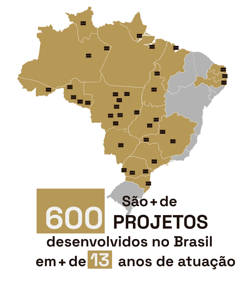 Mapa do Brasil com projetos Total Varejo